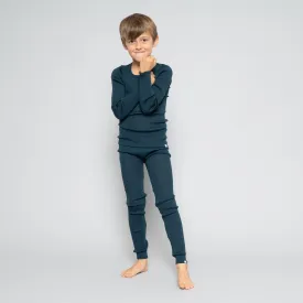 100% Merino Wool Arona Leggings - Navy Teal - 1-12m