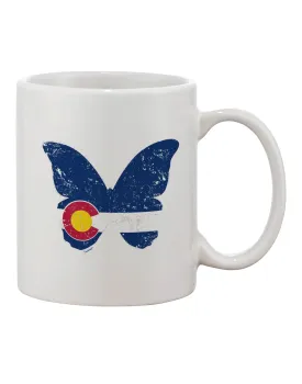11 oz Coffee Mug with Grunge Colorado Butterfly Flag Print - Expertly Crafted Drinkware
