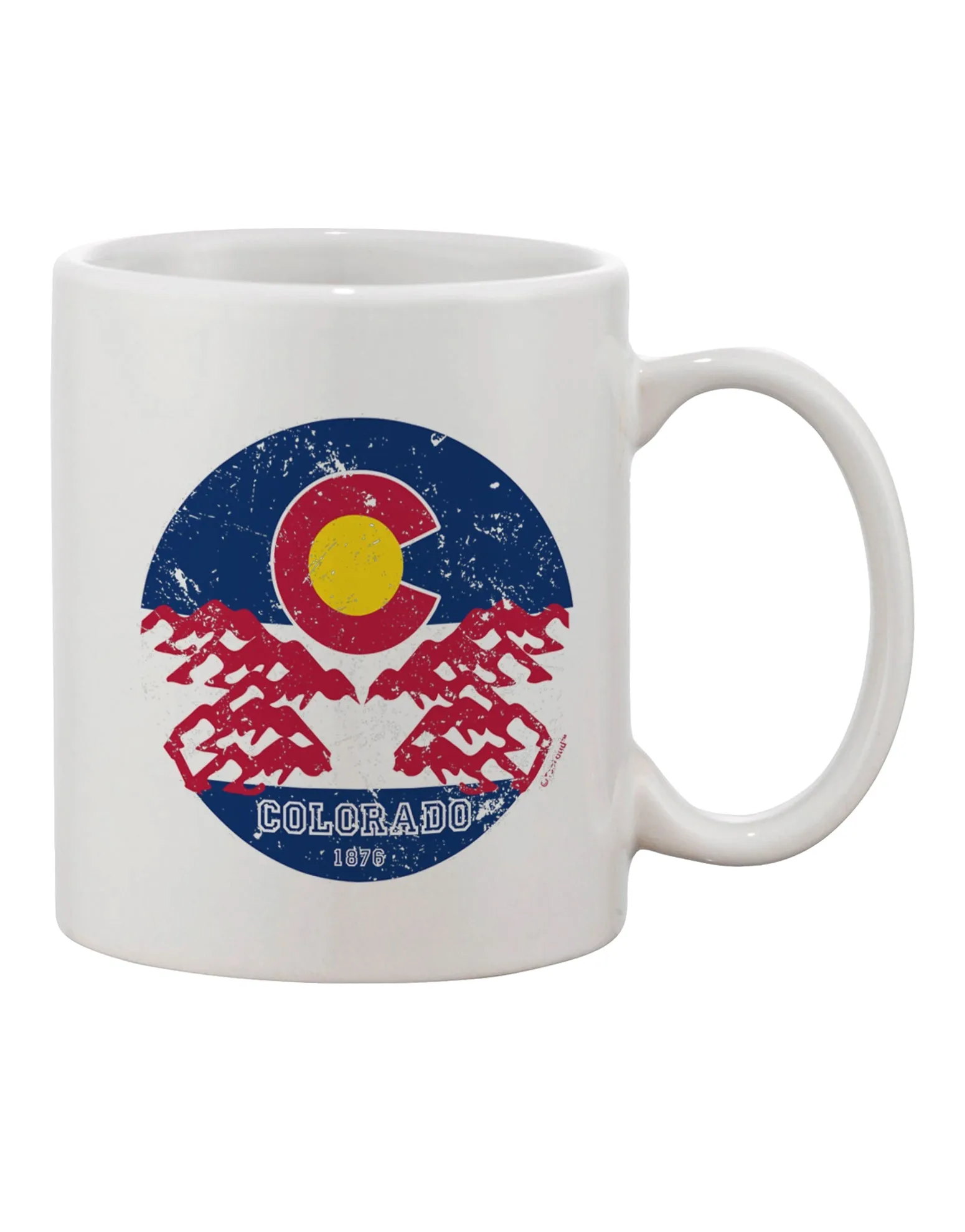 11 oz Coffee Mug with Grunge Colorado Rocky Mountain Bighorn Sheep Flag Print - Expertly Crafted Drinkware