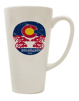 16 Ounce Conical Latte Coffee Mug - Expertly Crafted for Grunge Colorodo Ram Flag Enthusiasts