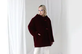 80s PURE SILK VELVET Quilted Kimono Coat in Merlot