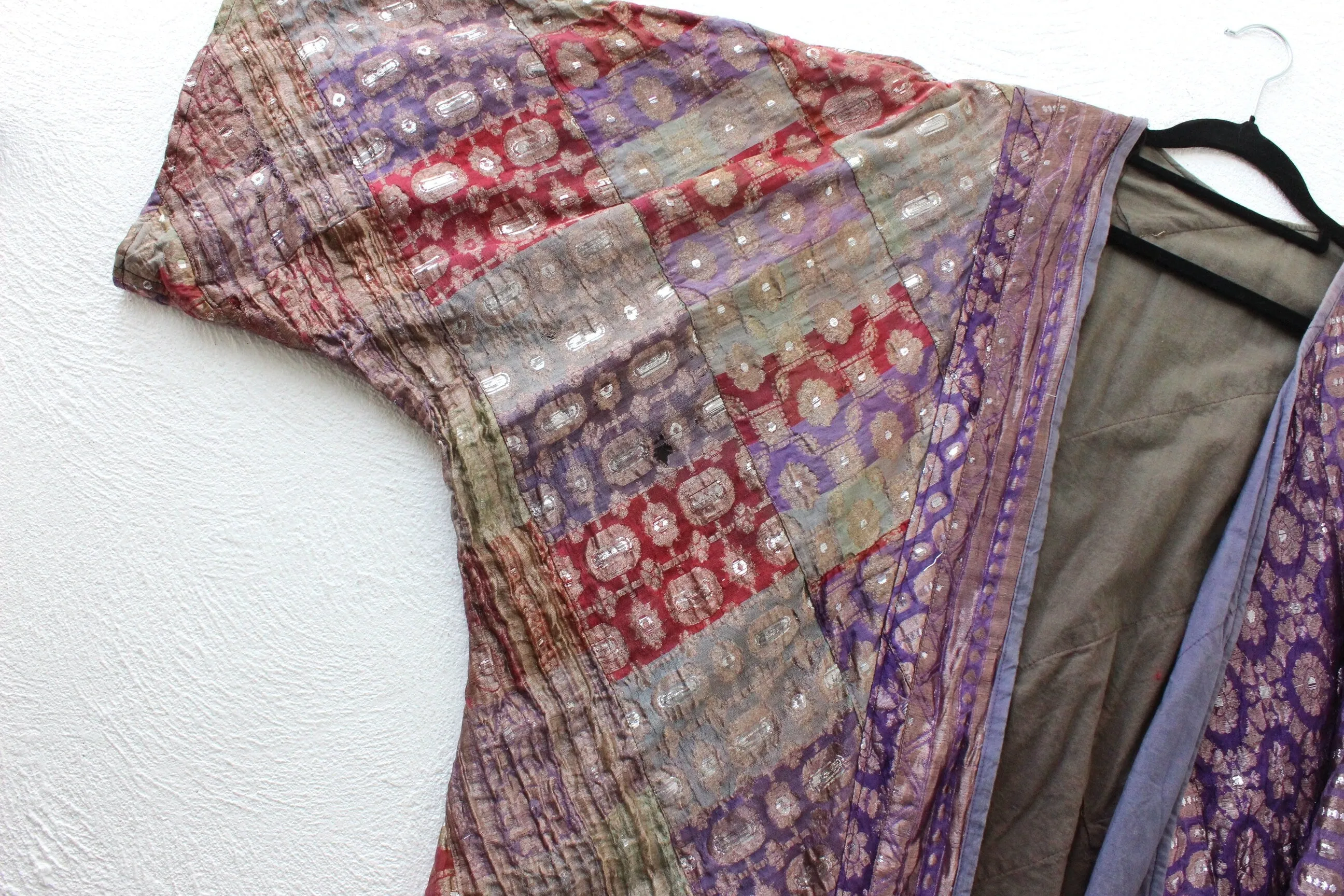 90s Indian Metallic Patchwork Cocoon Kimono Jacket