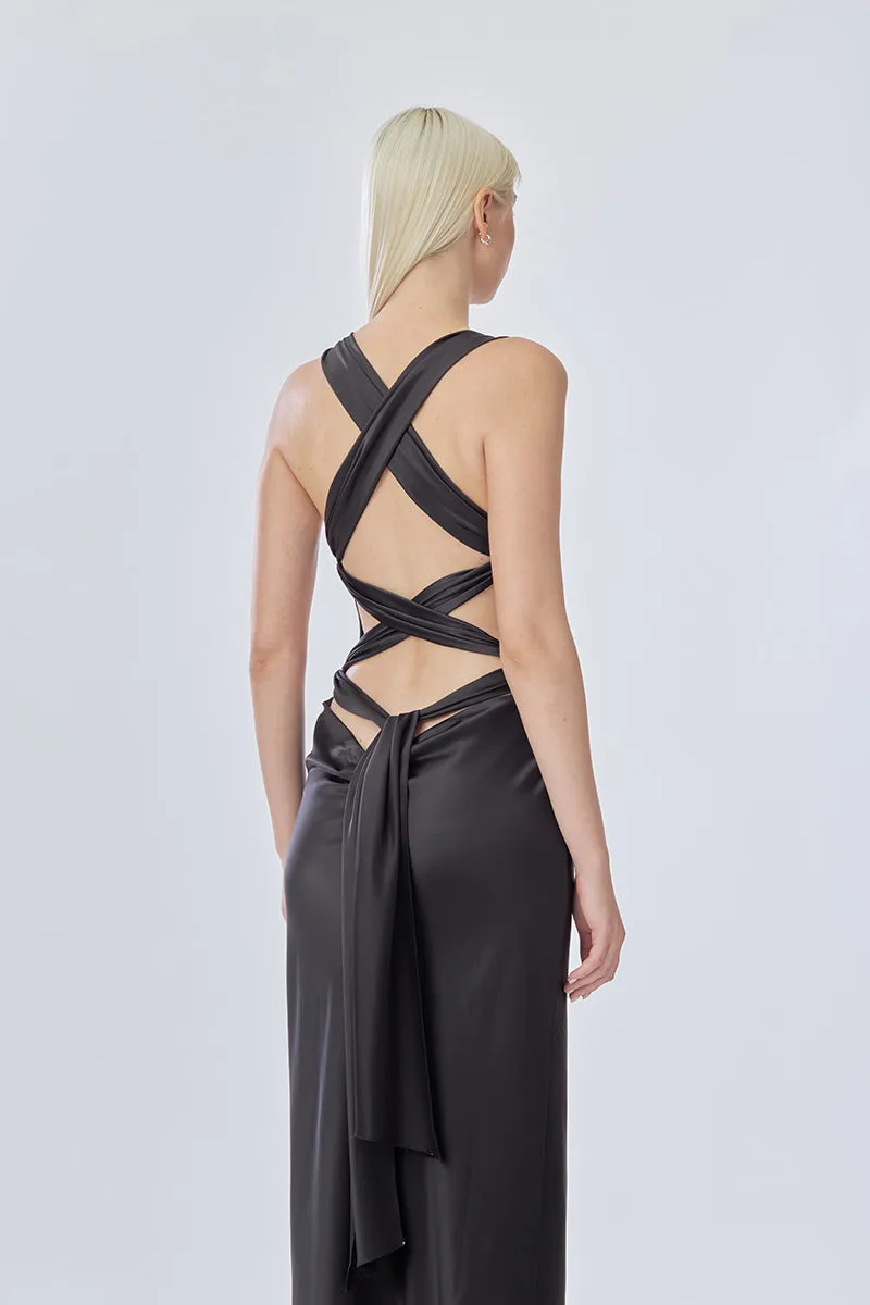 ANGEL MAXI SLIP DRESS IN BLACK