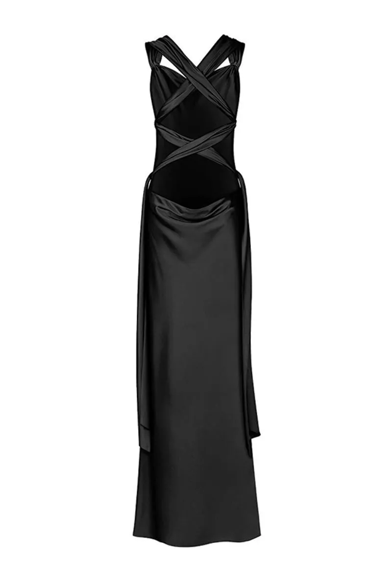 ANGEL MAXI SLIP DRESS IN BLACK