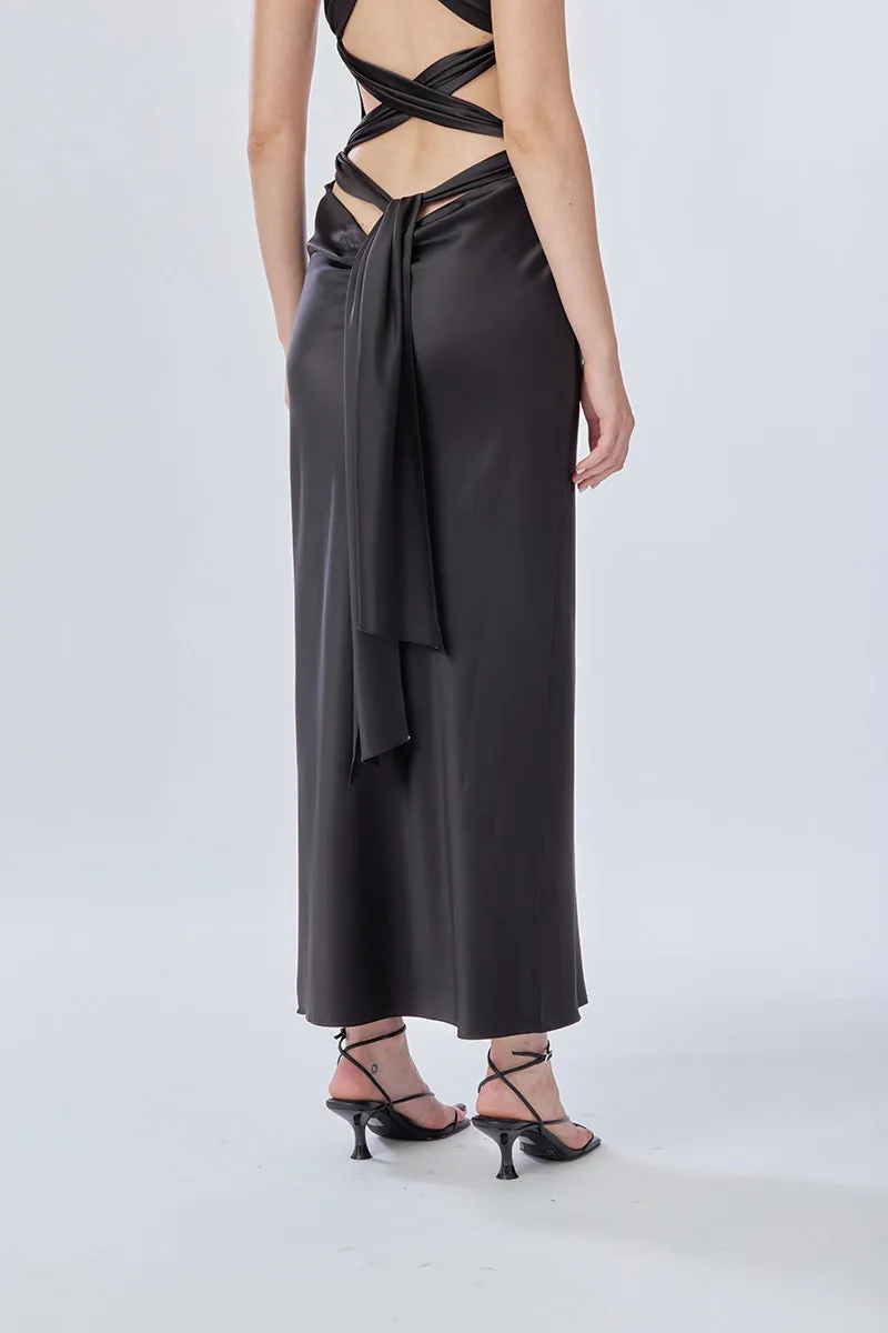 ANGEL MAXI SLIP DRESS IN BLACK