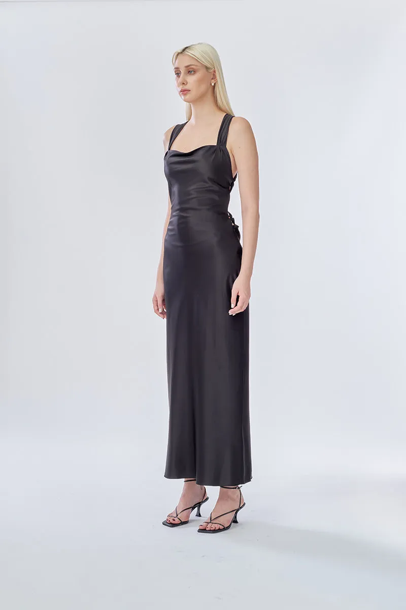 ANGEL MAXI SLIP DRESS IN BLACK
