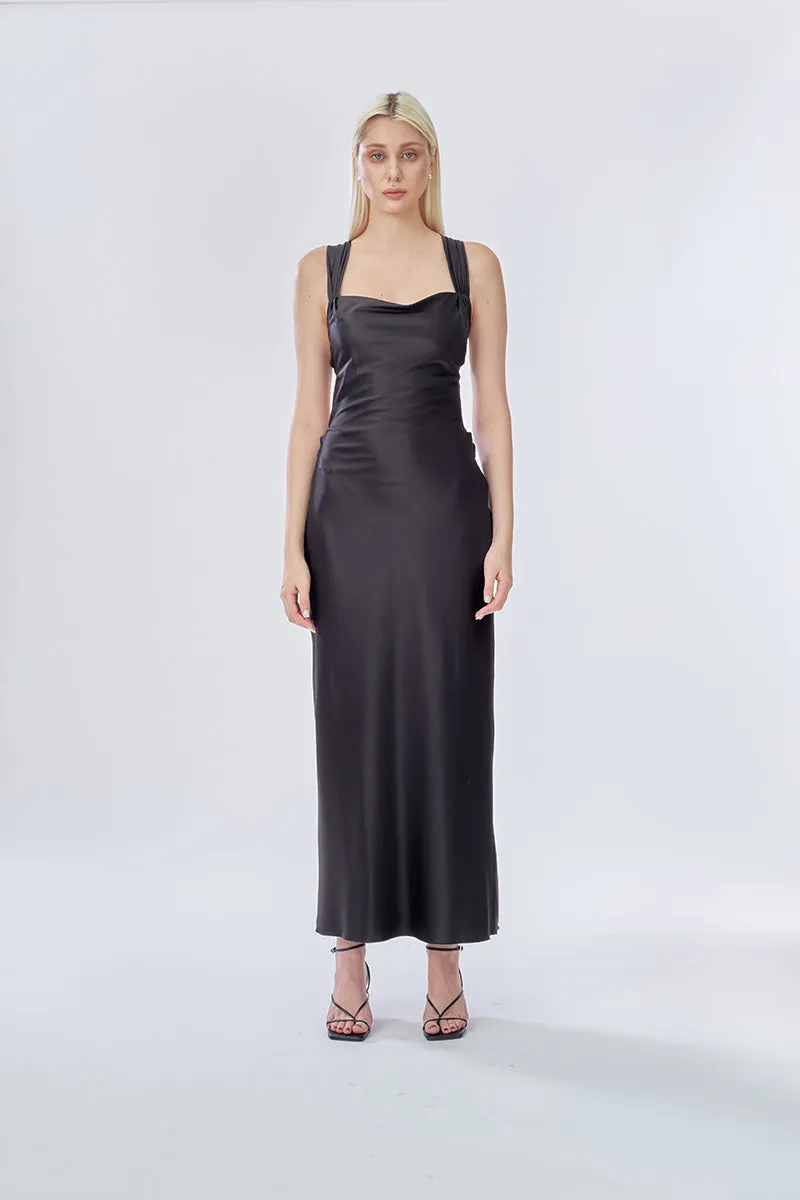ANGEL MAXI SLIP DRESS IN BLACK