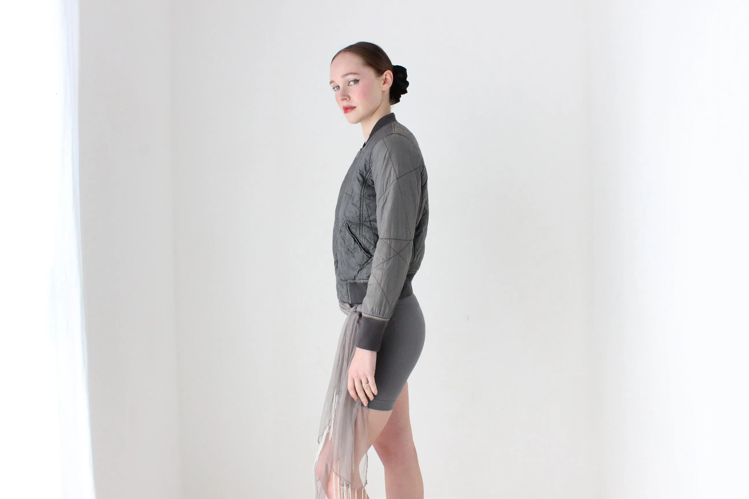 BALLETCORE Y2K Calvin Klein Quilted Bomber Jacket