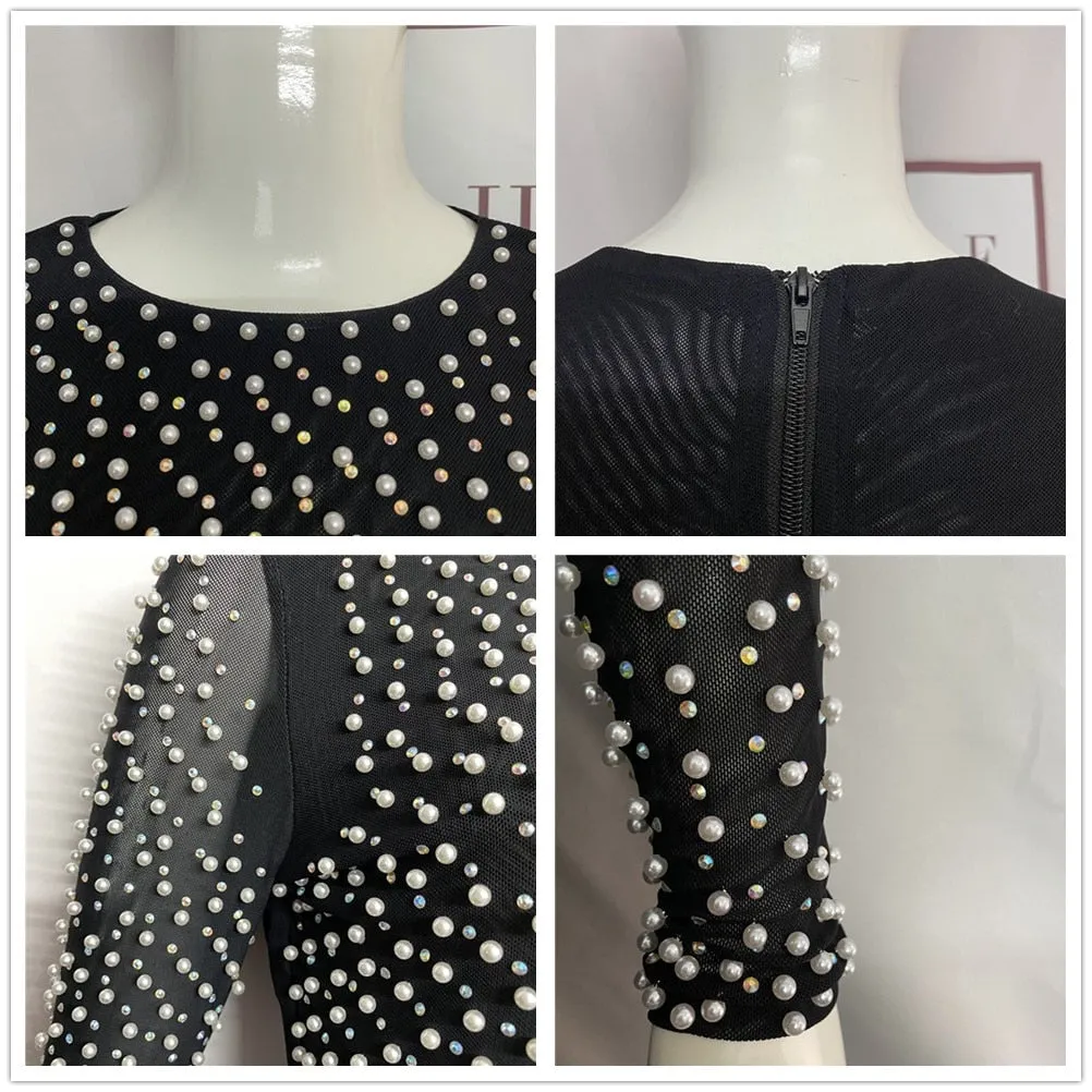Beading Long Sleeve Party Top