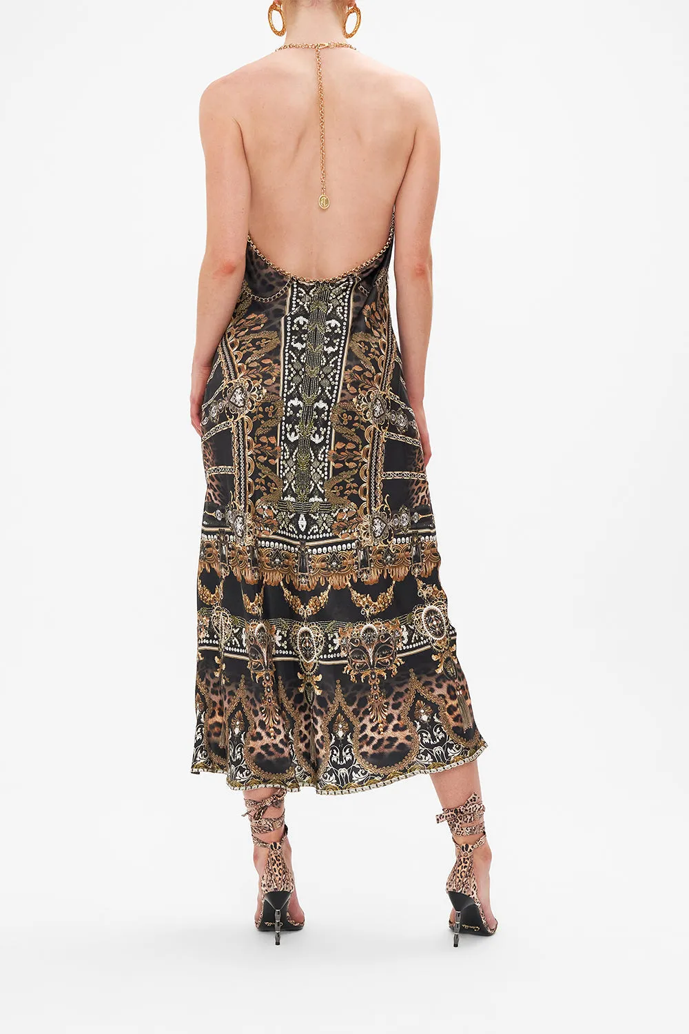 BIAS HALTER DRESS MASKED AT MOONLIGHT