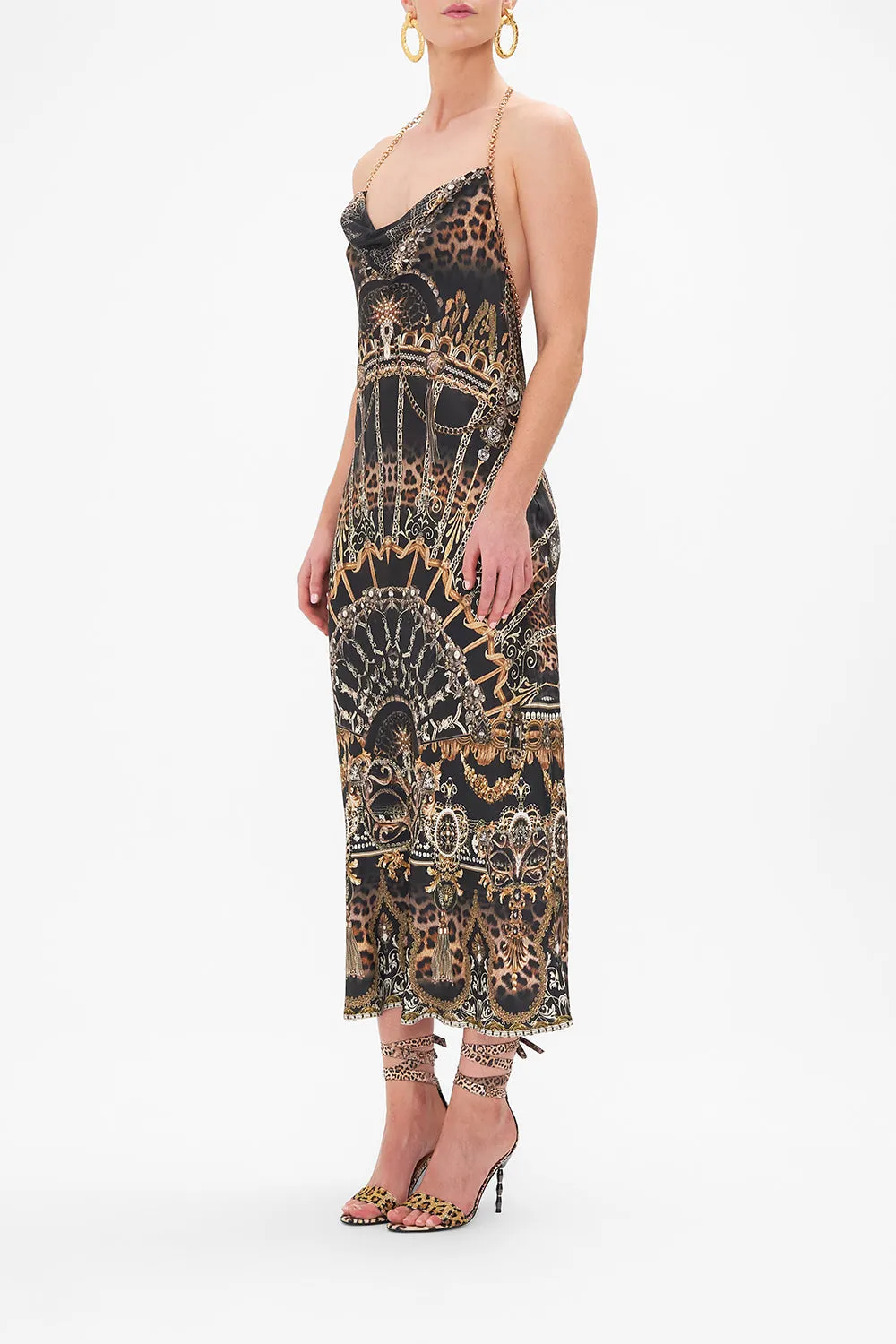 BIAS HALTER DRESS MASKED AT MOONLIGHT