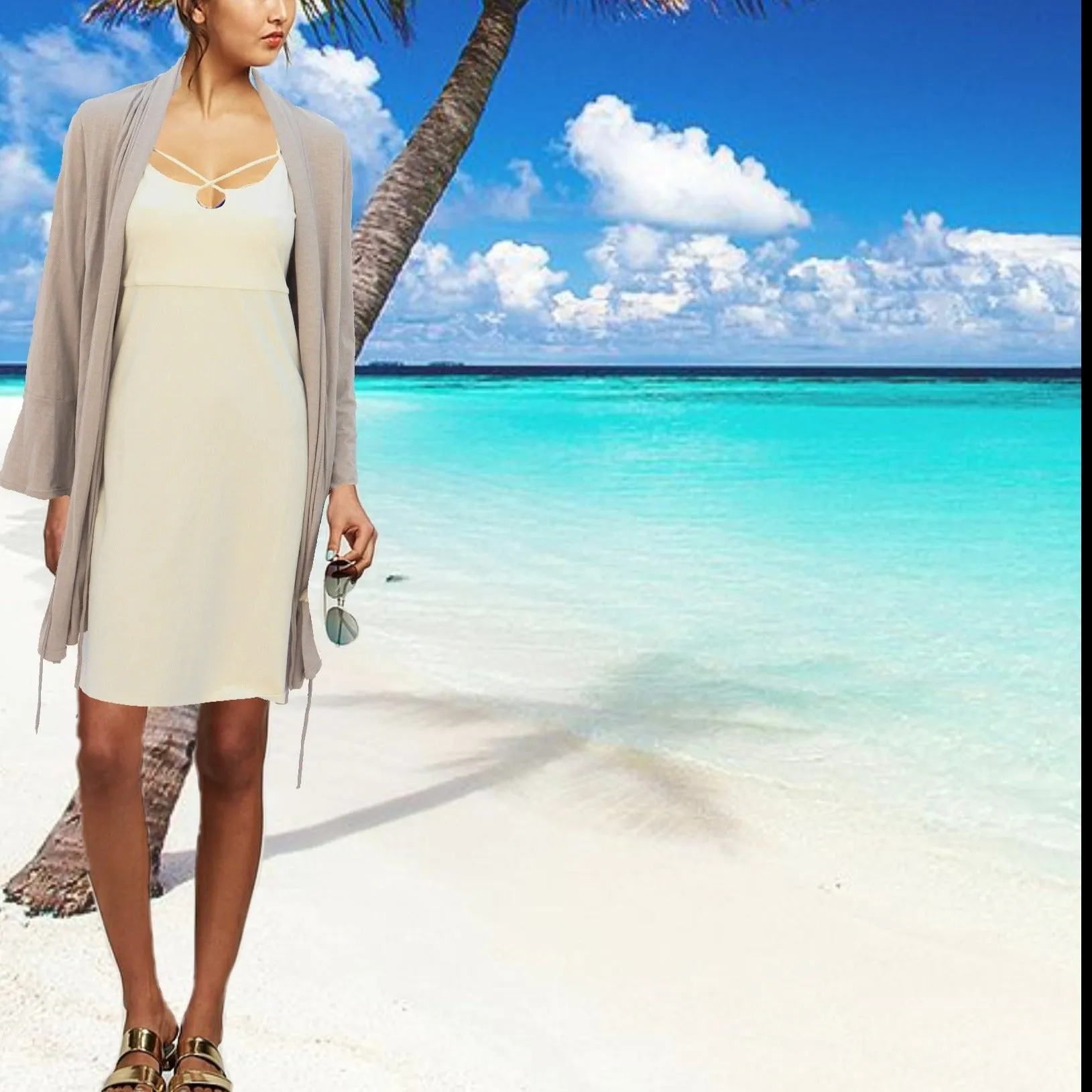 biologisch katoenen halter jurkje /  slipdress with neckbindings