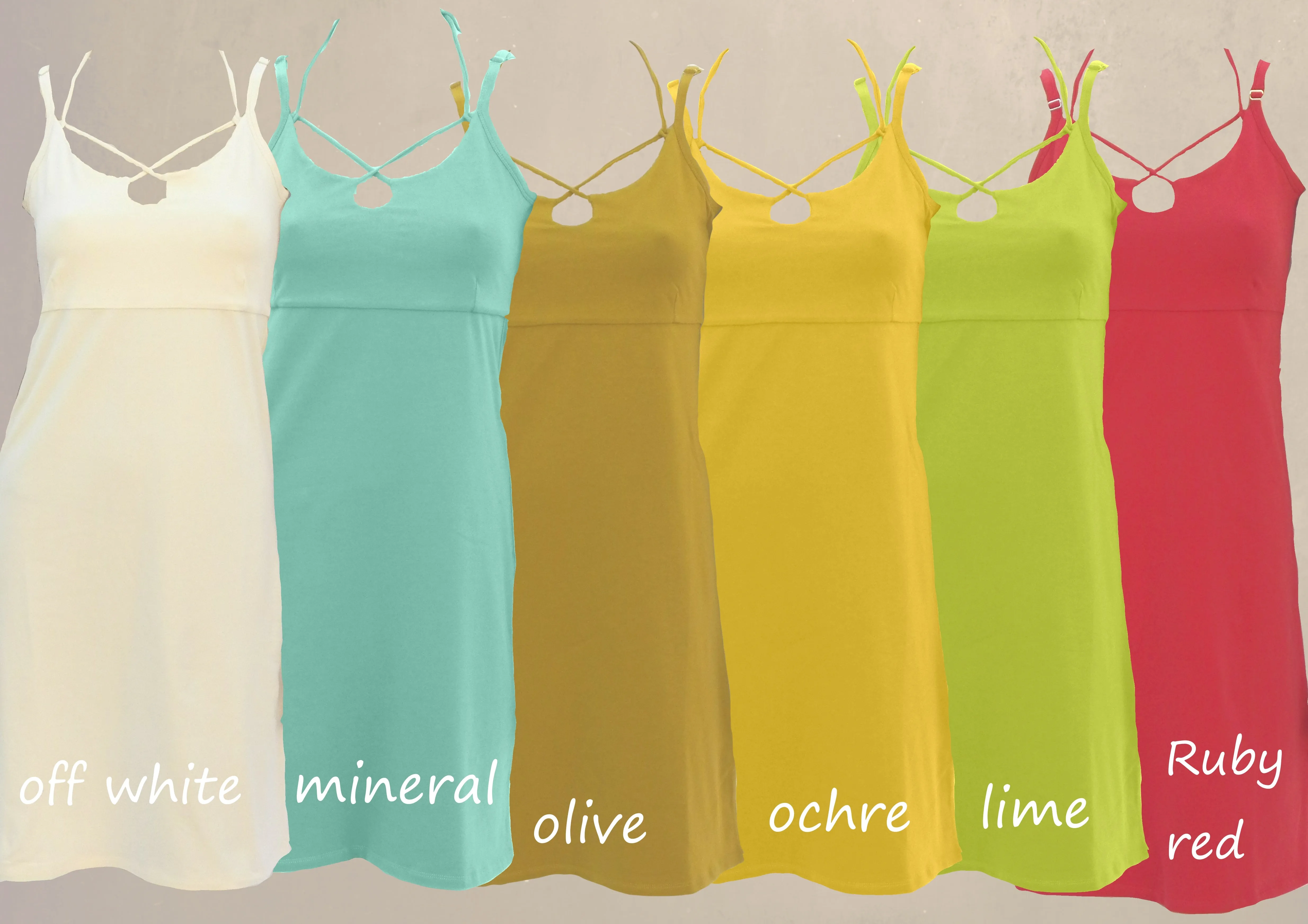biologisch katoenen halter jurkje /  slipdress with neckbindings