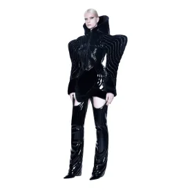 Black Gloss Quilted Puffer Jacket