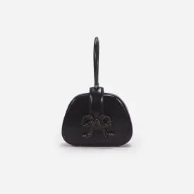 Black Leather Top Handle Mini Bag