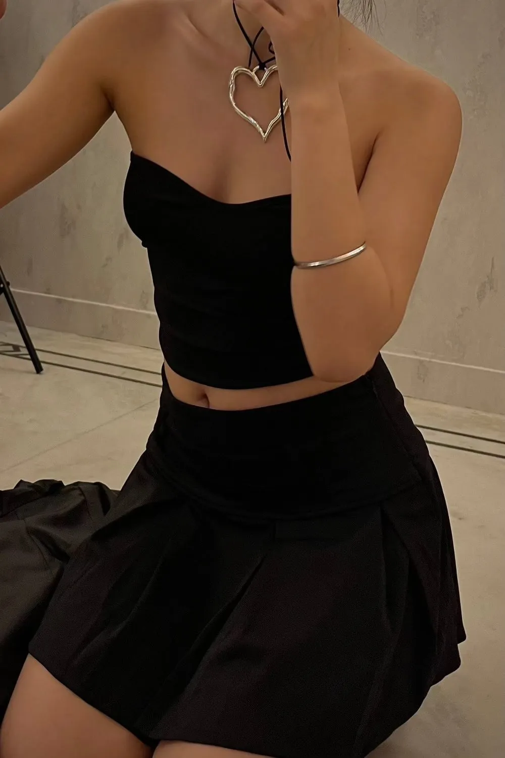 Black Sweet Heart Tube Top