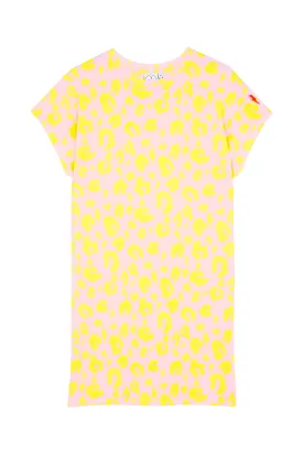 Blush with Yellow Leopard T-Shirt Dress