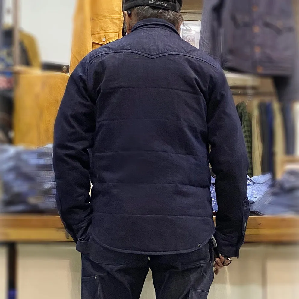 BZEN M.3239L JUAN-CBI REGULAR FIT WESTERN INSPIRED 2 TONE DENIM COMBO LIGHT POLYFILL  QUILTED SHIRT JACKET-8OZ-E0 INDIGO