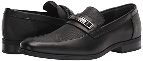 Calvin Klein Men's Jameson Loafer, Black Leather, 10.5W Wide US