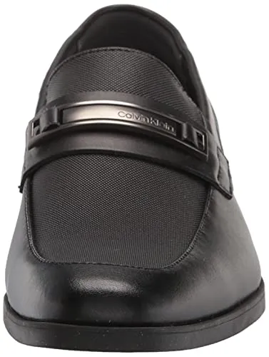 Calvin Klein Men's Jameson Loafer, Black Leather, 10.5W Wide US