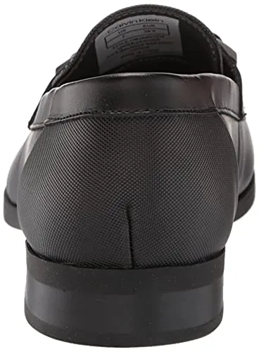 Calvin Klein Men's Jameson Loafer, Black Leather, 10.5W Wide US
