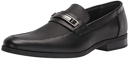 Calvin Klein Men's Jameson Loafer, Black Leather, 10.5W Wide US