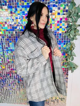 Can't Cry with Crystals Shacket- Grey