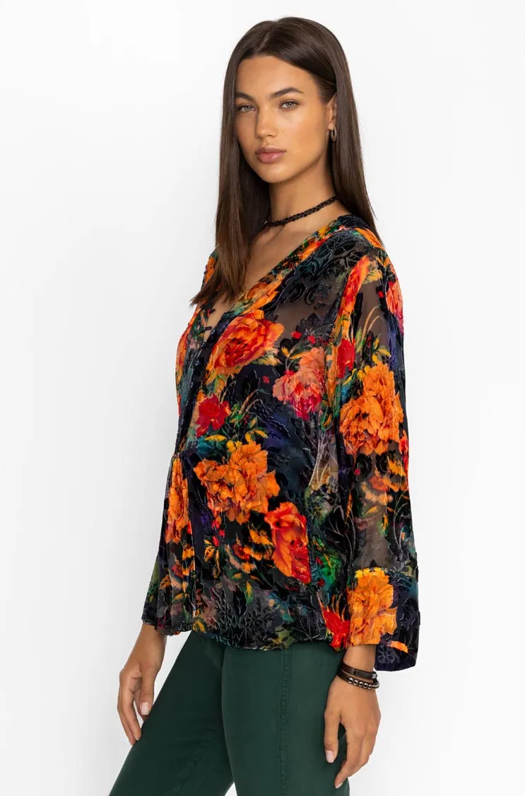 Catalina Blue Botina Burnout Blouse