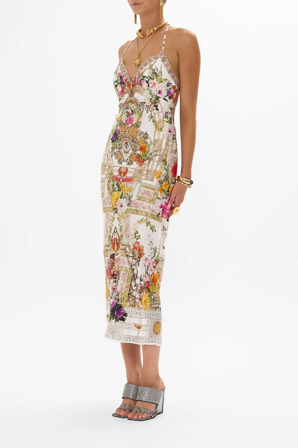 CHAIN DETAIL SLIP DRESS EGYPTIAN ROSE