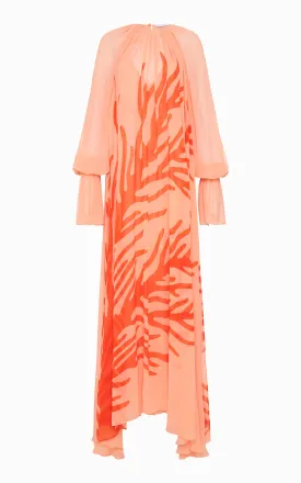 Circe Gathered Maxi Dress | Aegean Coral Print
