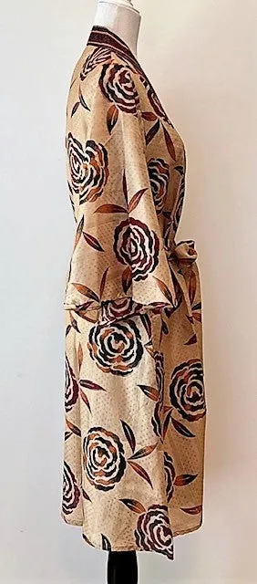 Classic Short Silk Kimono Dress Is Dramatic (Bronze)