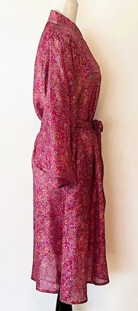 Classic Short Silk Kimono Duster. A Soft Berry Dream.