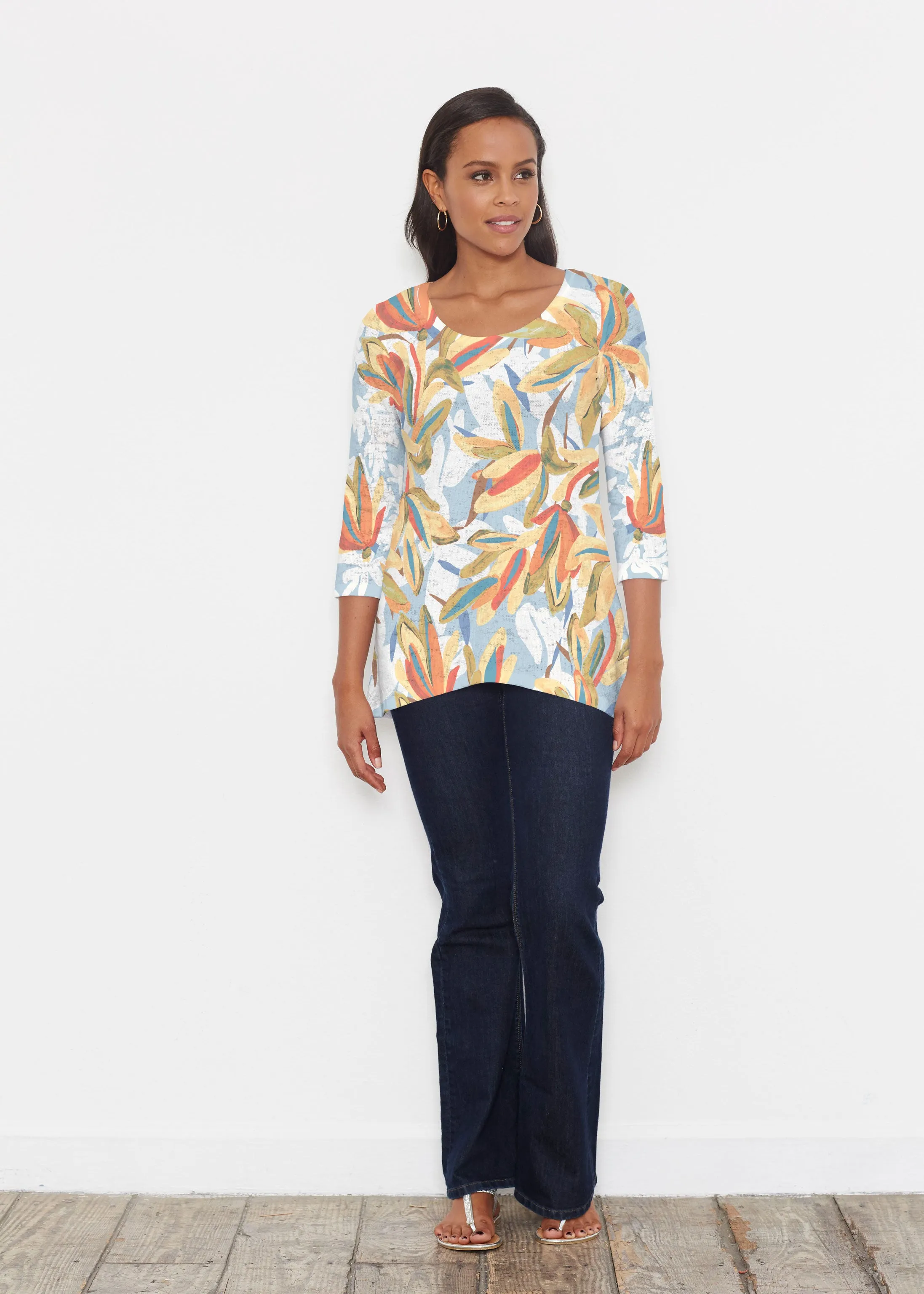 Colorful Palm (7874) ~ Katherine Hi-Lo Thermal Tunic