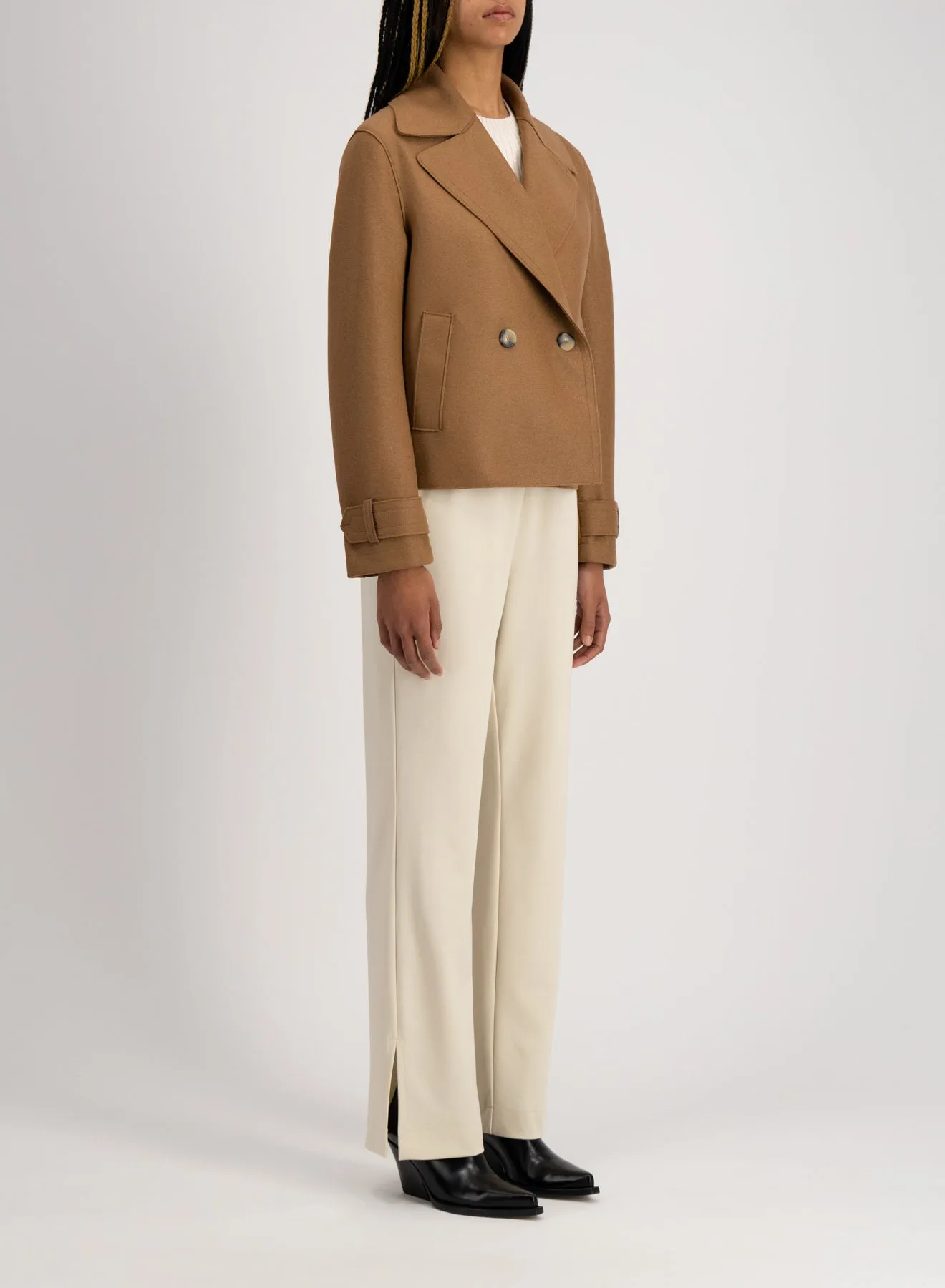 Cropped peacoat light pressed wool