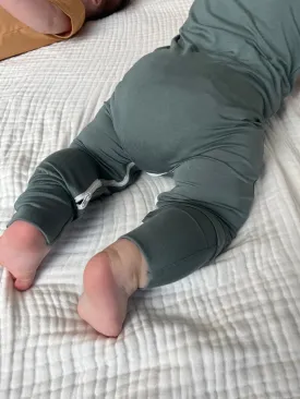 Deep Teal Bamboo Lyocell Zip Romper