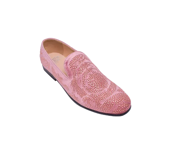 Dusty Rose Glitter Men's Formal Design Dress Shoes Slip-On Loafer