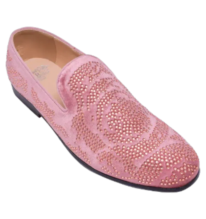 Dusty Rose Glitter Men's Formal Design Dress Shoes Slip-On Loafer