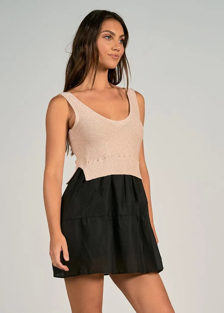 Elan Combo Mini Dress - Black Natural