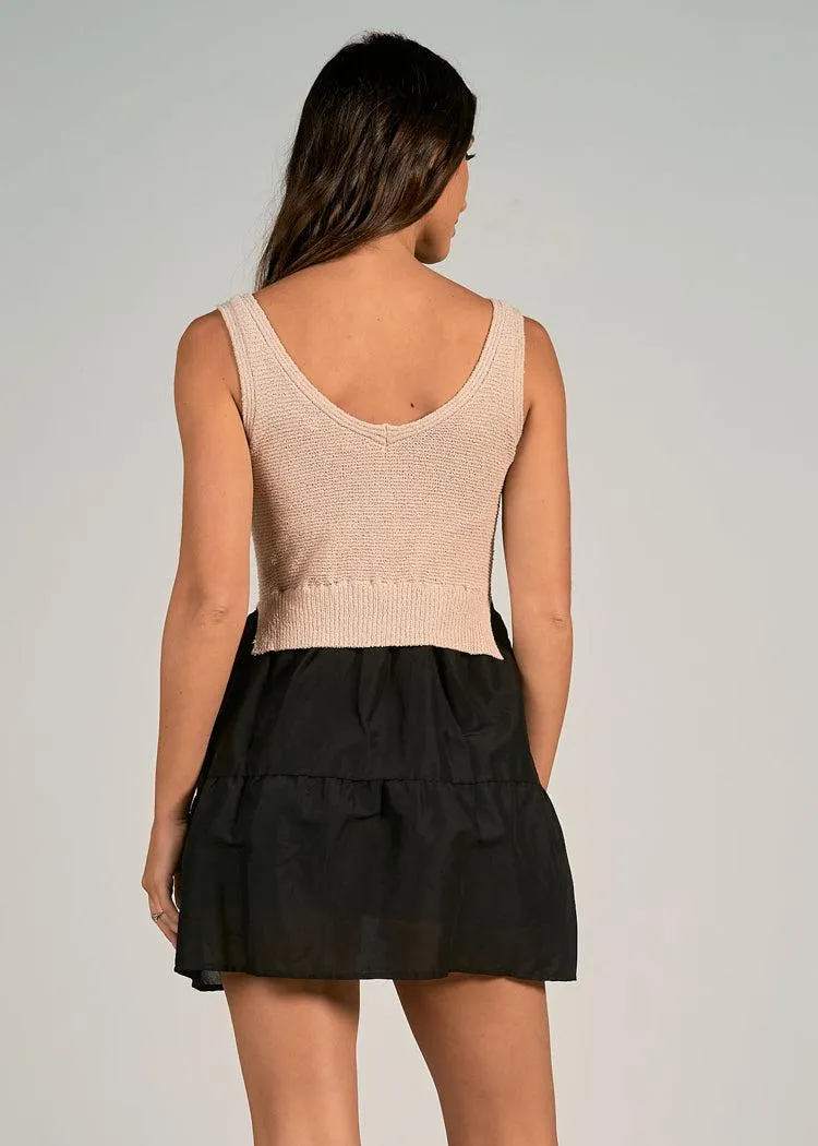 Elan Combo Mini Dress - Black Natural