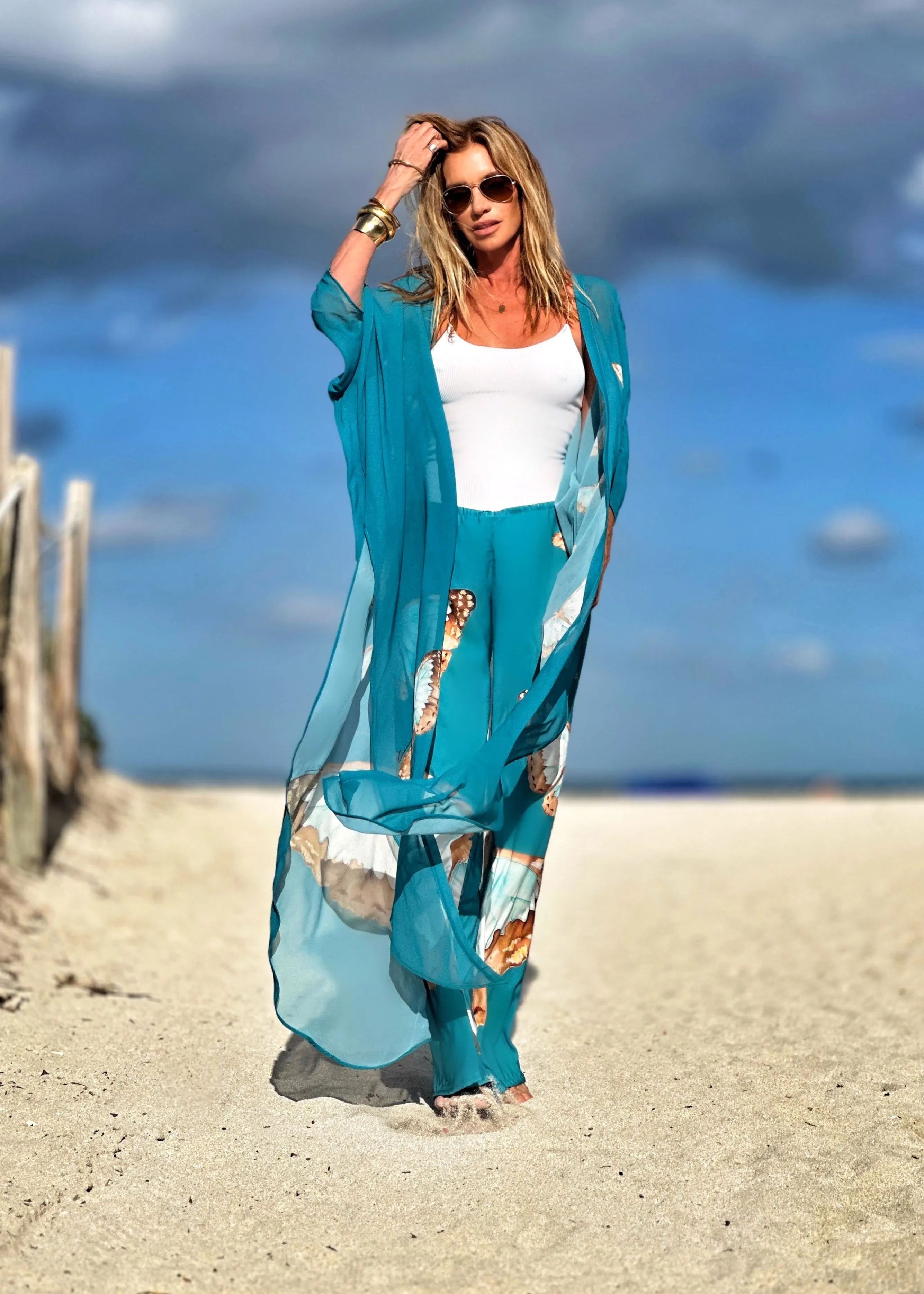Erte Kaftan Teal Butterfly
