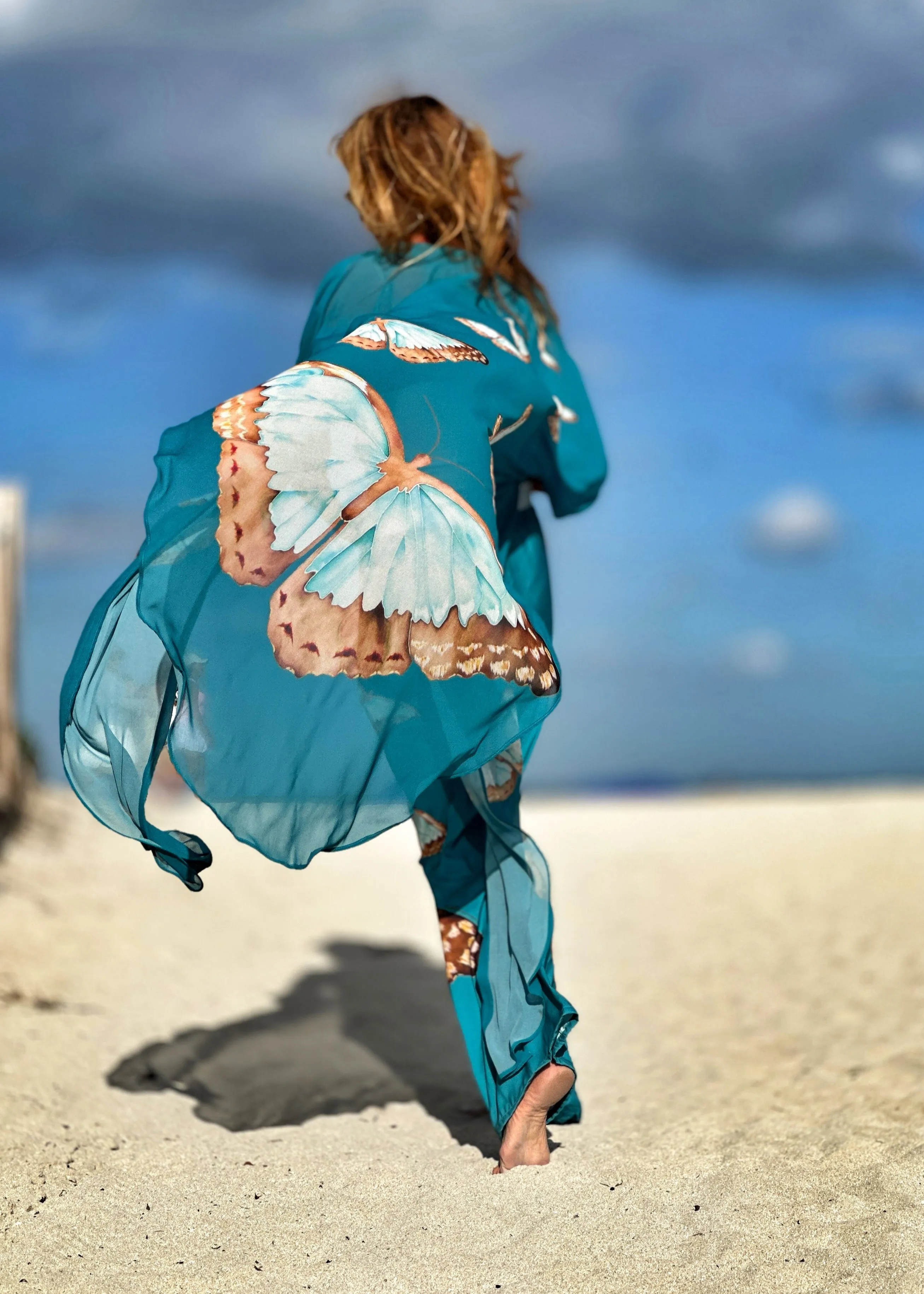Erte Kaftan Teal Butterfly