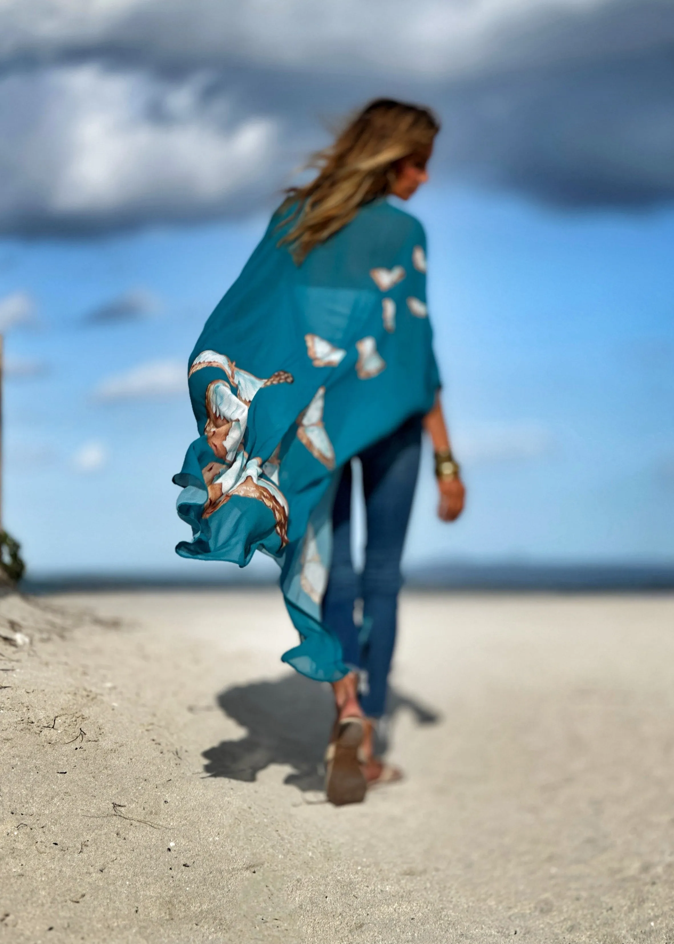Erte Kaftan Teal Butterfly