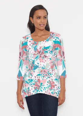 Floral Leopard Teal (7838) ~ Katherine Hi-Lo Thermal Tunic