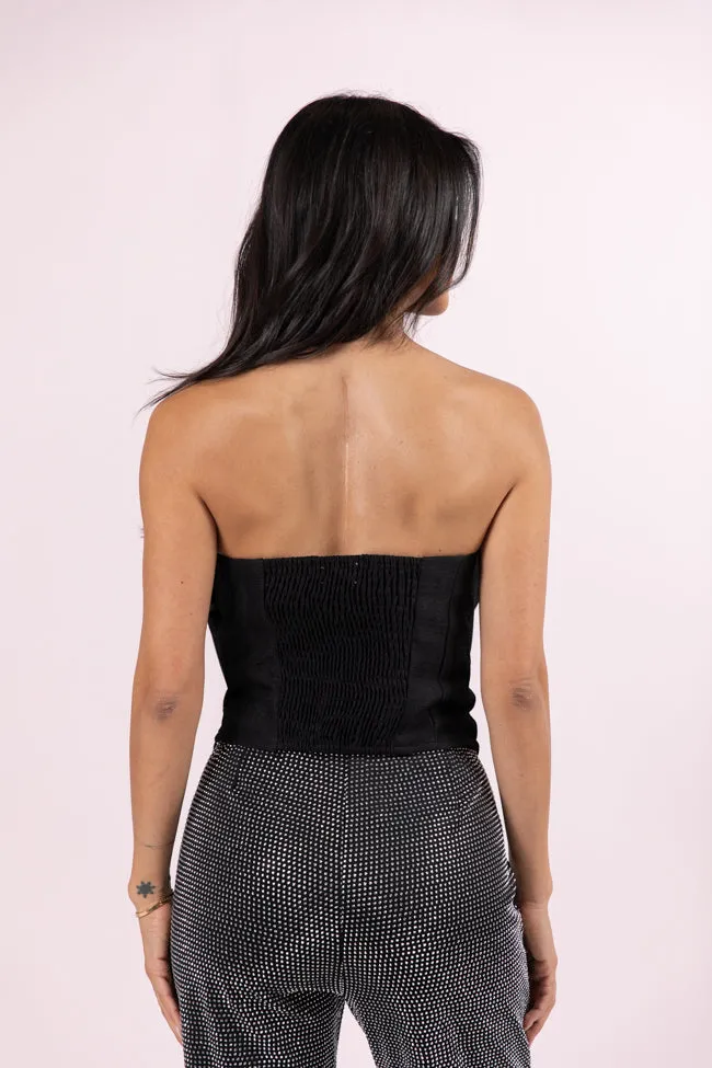 Glamorous Moments Black Strapless Bow Top