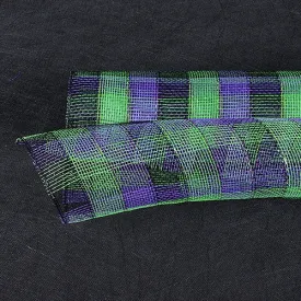 Green Black Purple - Poly Deco Mesh Wrap with Laser Mono Stripe ( 10 Inch x 10 Yards )