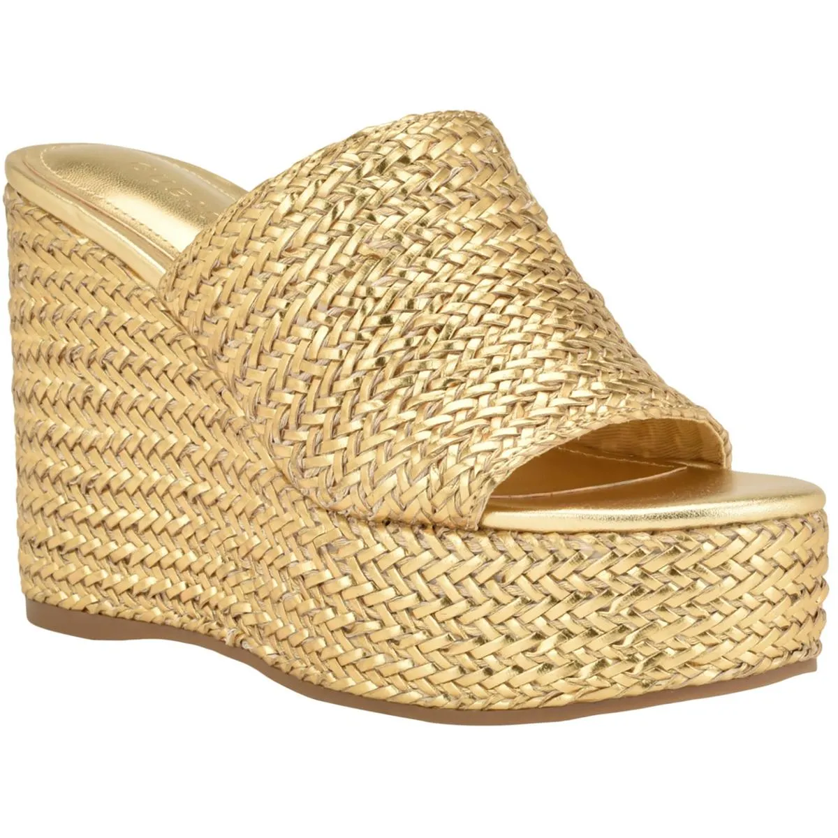 Guess Womens Yenisa Woven Slip On Mule Sandals