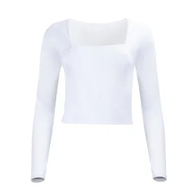 Hailey Mesh and Cotton Long Sleeve Top - Blanc