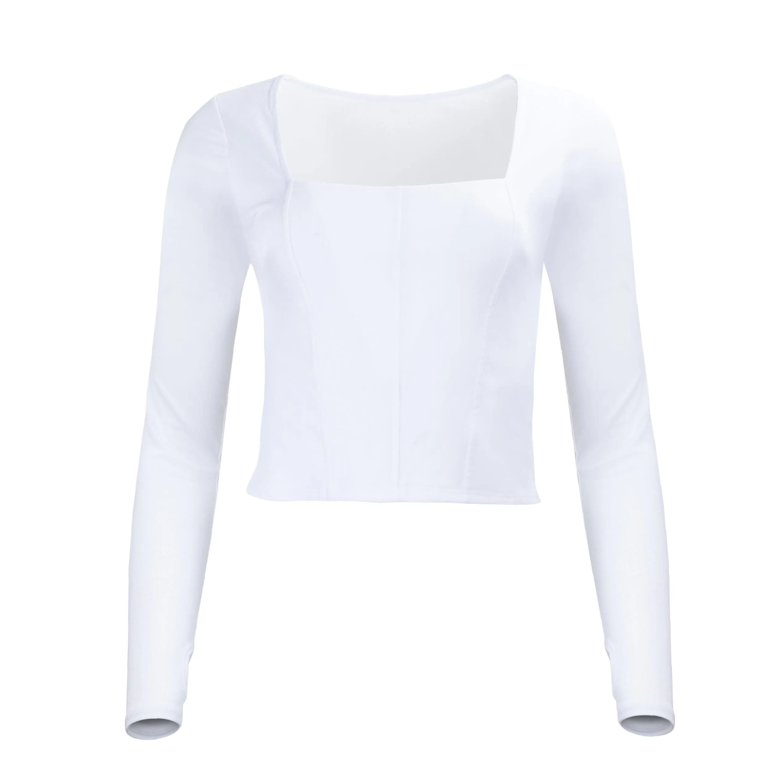 Hailey Mesh and Cotton Long Sleeve Top - Blanc
