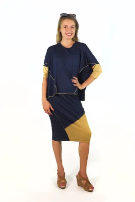 Hana Top In Navy Camel