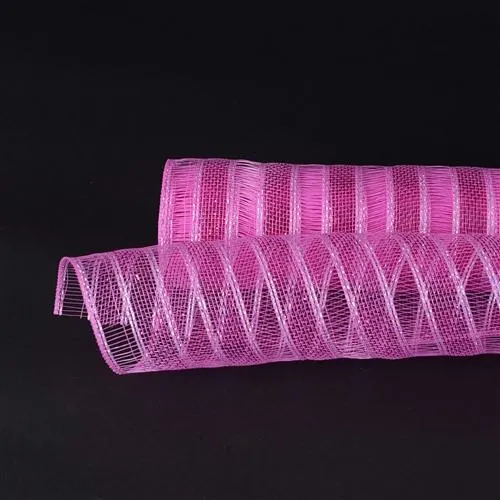 Hot Pink - Deco Mesh Eyelash Metallic Stripes (10 Inch x 10 Yards)